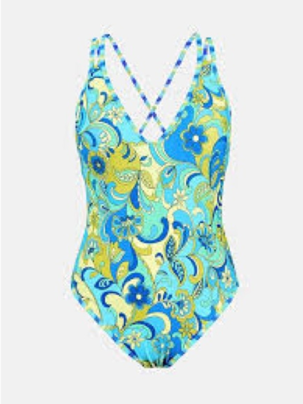 Cupshe Women's Boho Wavy Paisley Strappy Tie Back One Piece Swimsuit Size M NWT - Picture 2 of 5